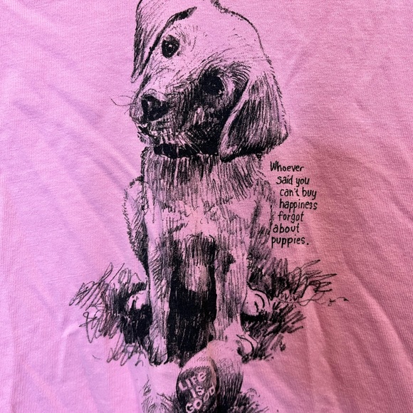 Life is Good Pink Tee Shirt with a Golden Retriever - Picture 4 of 6